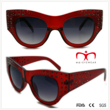Plastic Ladies Special Shaped Sunglasses with Rhinestone (WSP508363)